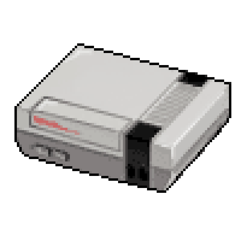 pixelated NES gaming console