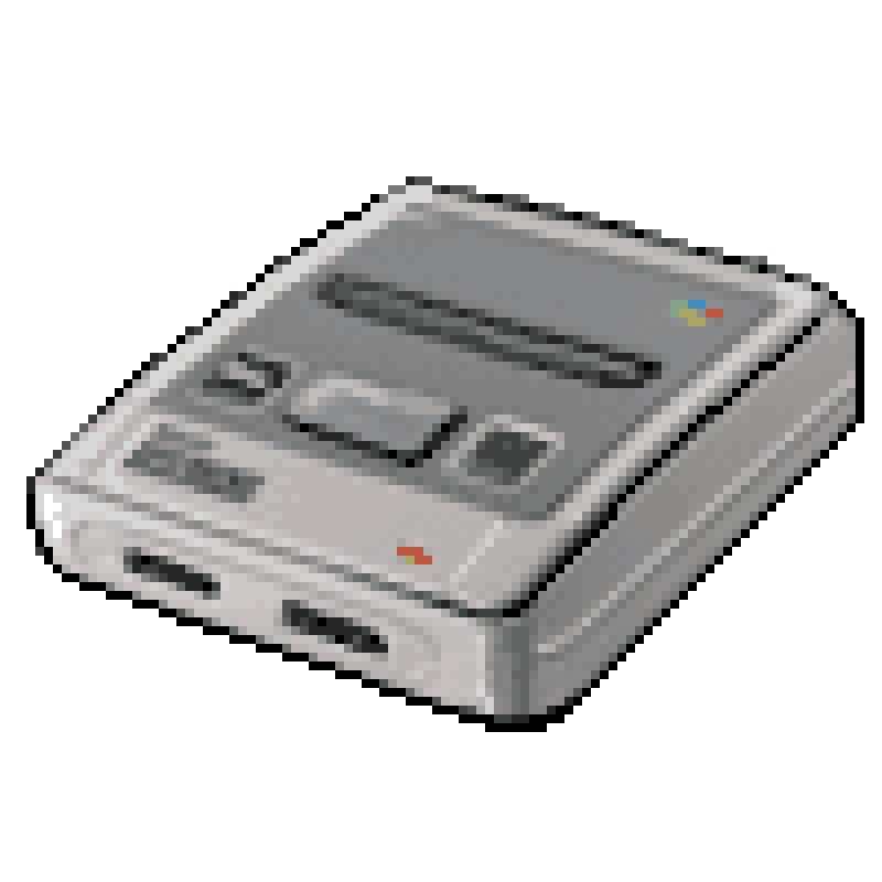 pixelated SNES gaming console