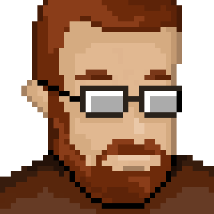 pixelated retro gamer avatar of Manu